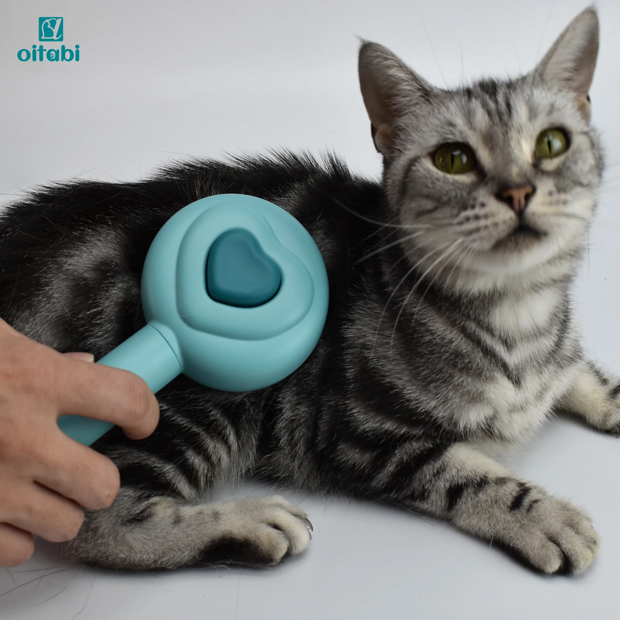 Oitabi Cat Self Cleaning Slicker Brush, Pets Skin Friendly Grooming Brushes for Shedding Dogs Cats Hair Easy to Remove Undercoat 6