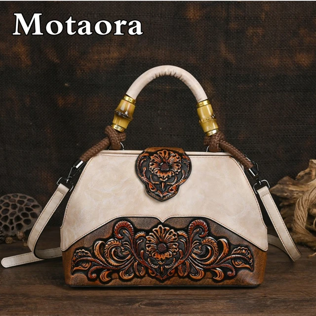 MOTAORA Handmade Luxury Handbags For Women Leather Shoulder Bags 2025 New Vintage Carved Ladies Hand Bags Designer Luxury Bag 1