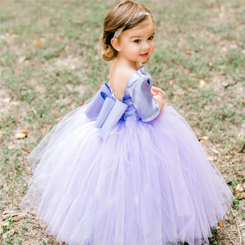 

Purple Pageant Dresses for Girls Princess Off Shoulder Wedding Flower Girls Dresses Corset Back Kids Girls Party Gowns