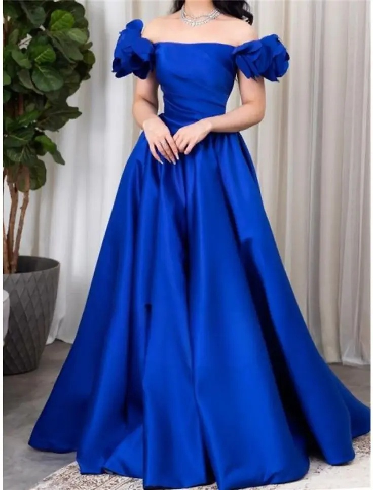 Soirée Longue Bleu Roi Robe Pour Bal RhÃ©to Robe De Soirée En