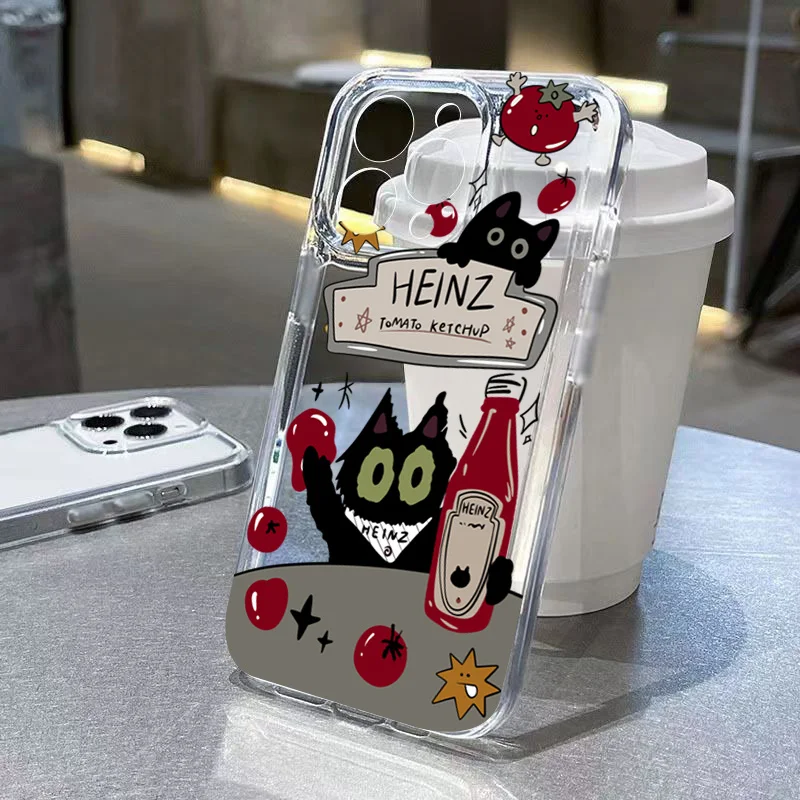 Creative Black Cat Transparent Phone Case - Soft Silicone Cover