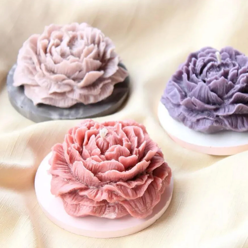 DIY Peony Scented Candle Rose Flower Silicone Mold for