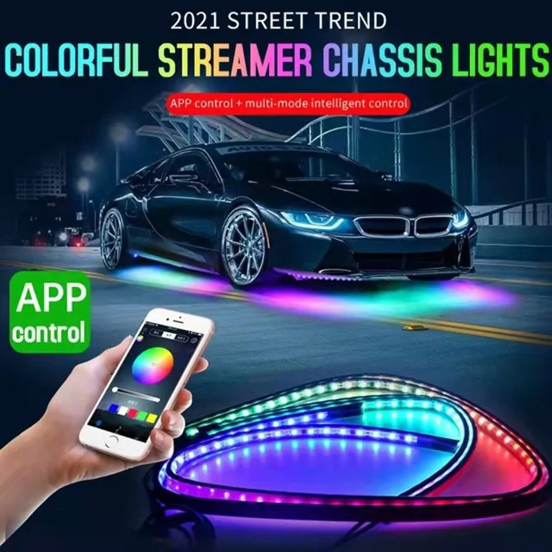 

Car Symphony Chassis Light Retrofit Colorful APP Streamer Marquee RGB Car Bottom Music Rhythm Decorative Light