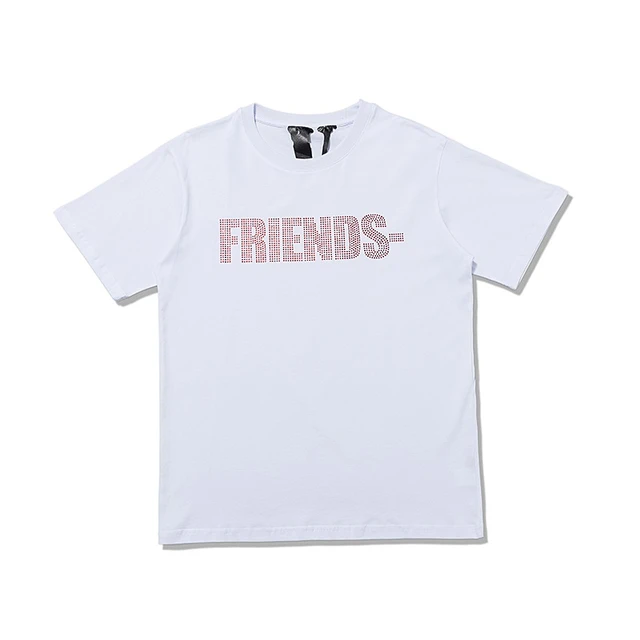 Vlone 22ss wiosna/lato Rhinestone Lettered Casual Cotton luźny T-shirt Big  V Fashion Brand New