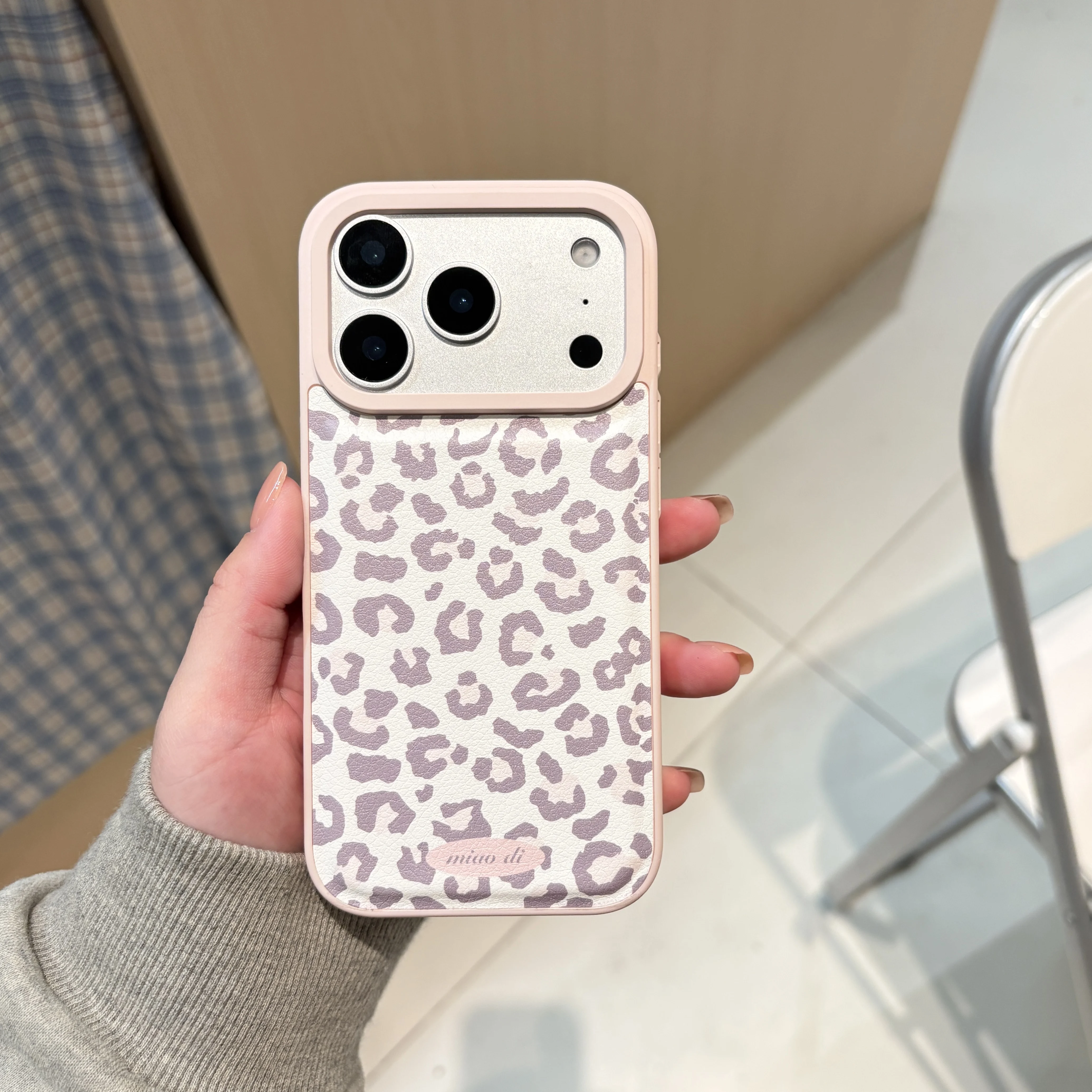 Lovely Pink Leopard Print Faux Leather Matte Protective Phone Case