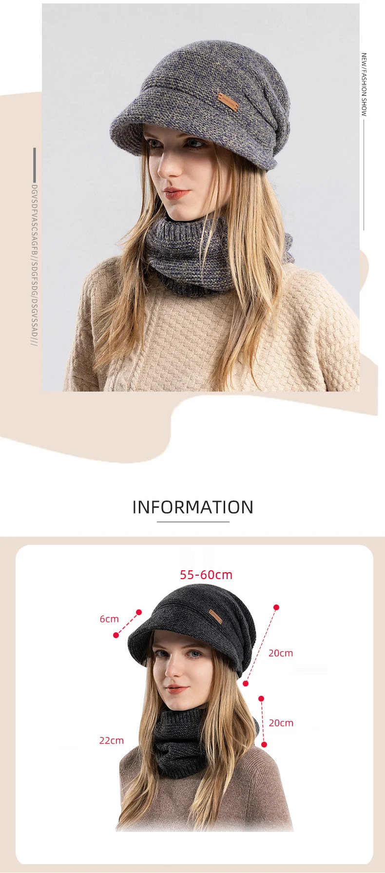 CHRLCK Bonnet Chapeaux Ensemble Femmes Chaud Tricoté Crâne Cap Cou Plus Chaud Épaissir Fourrure Doublé Dame Hiver Chapeau Masque Écharpe_voghion.com