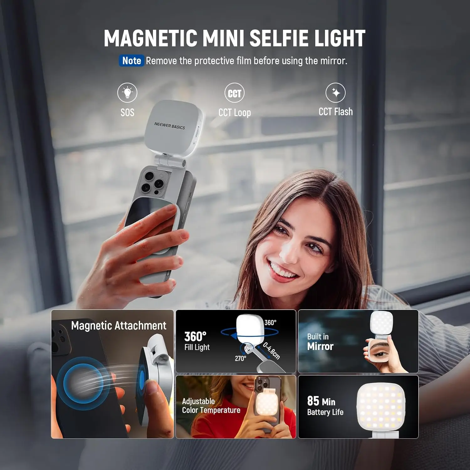 2W CRI95+ Bi Color Swivel Small LED Phone Fill Lighting Basics Magnetic Selfie L