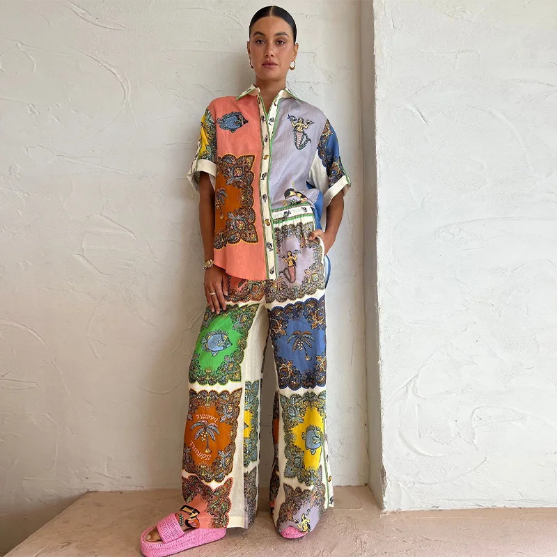 Conjunto Feminino Estampado Manga Curta