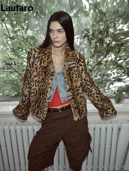 Autumn Winter Short Luxury Soft Thick Warm Colorful Leopard Print 1