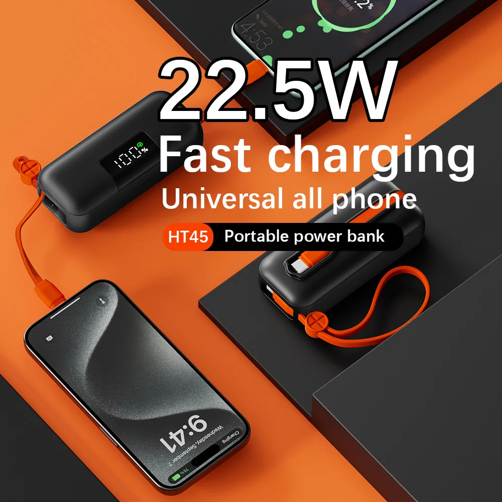 M&W Mini Power Bank 5000 mAh Compact Battery with Fast Charging - Built-in USB Type-C and Lightning Connectors 4