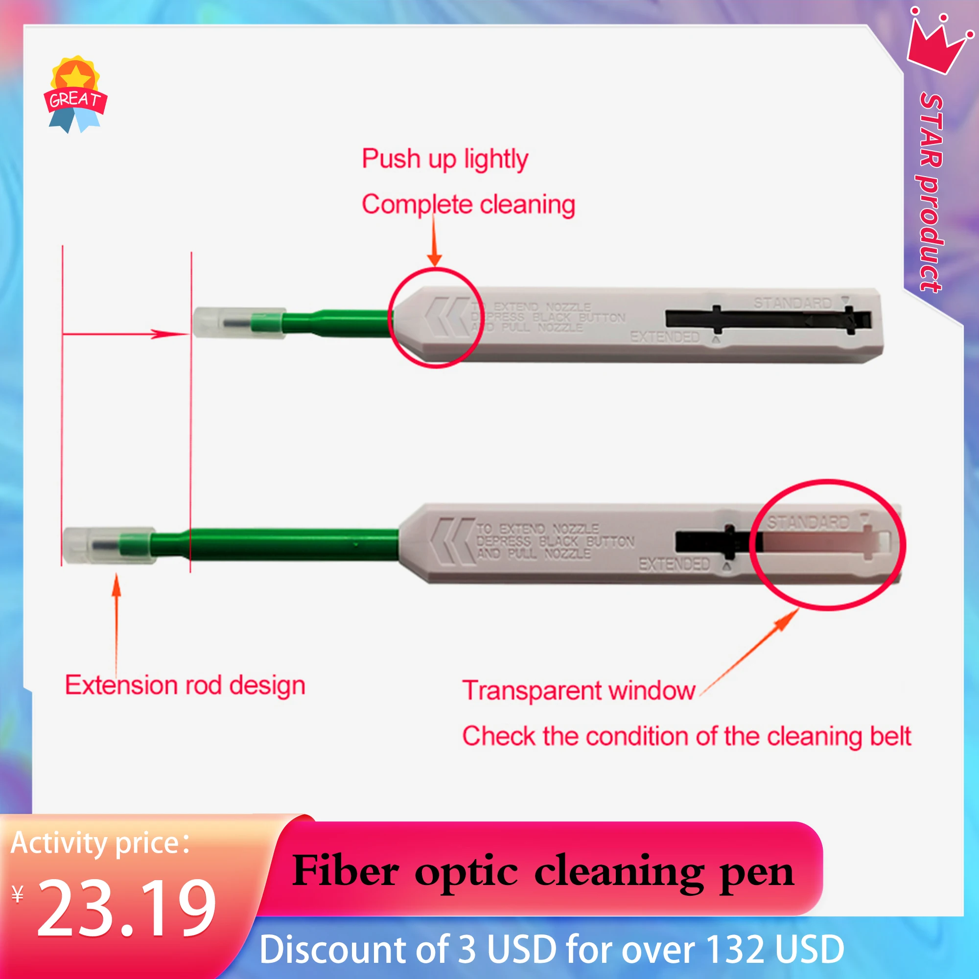 Free Shipping Optical Connector Cleaning Pen 2.5mm Optical Fiber Cleaner Pen LC SC FC ST Fiber Optic Cleaner More Than 800 Times