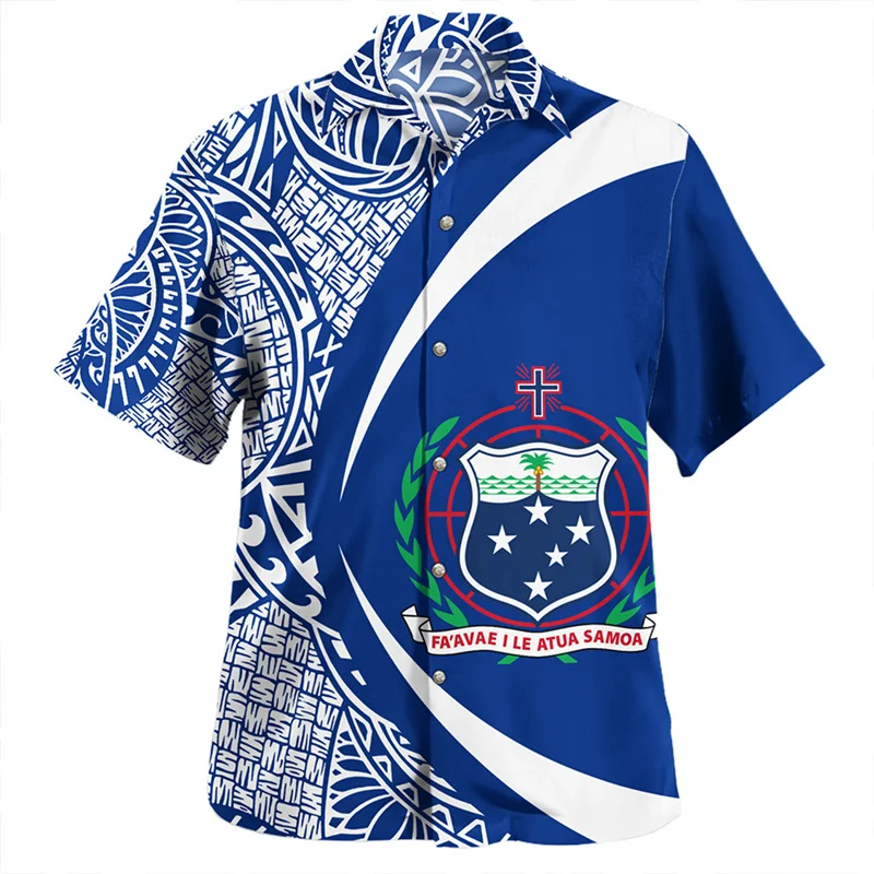 New Summer 3D American Samoa National Flag Printing Shirts For Men Samoa Coat Of Arm Graphic Short Sleeves Harajuku Clothing Top 2