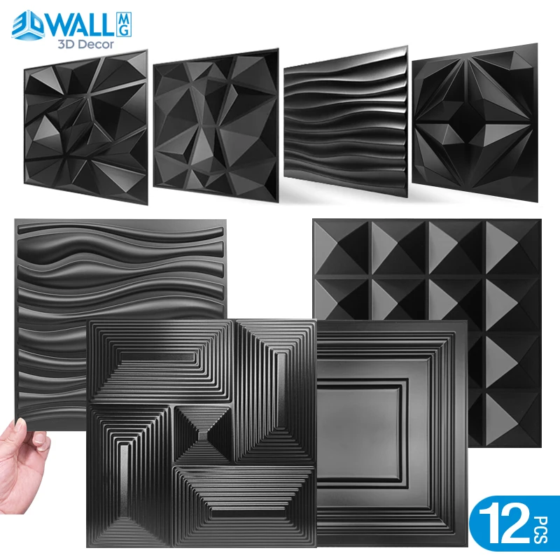 Panel de pared 3D estéreo para habitación y baño, pegatina de pared 3D no autoadhesiva, papel tapiz de azulejo artístico, 12 piezas, 30cm