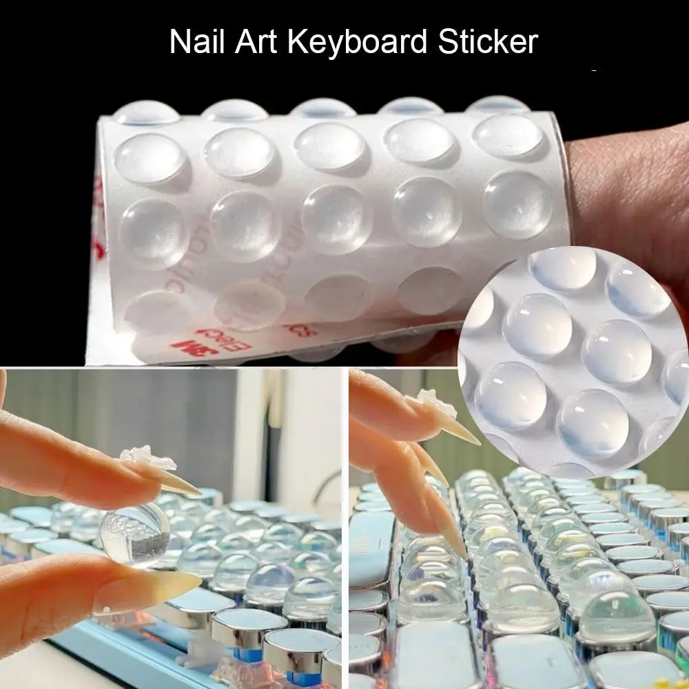 Silicone Nail Art Keyboard Sticker Transparent Hemispherical Keyboard Stickers Nail Art Typing Assistant
