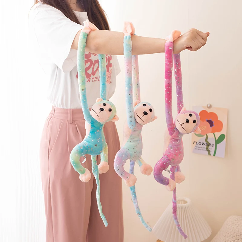 Lovely Color Long Arms Monkey Plushie Doll Kawaii Stuffed Animal Adorable Monkeys Plush Toys Soft Kids Toy Home Decor Girls Gift autumn winter toddler infant knitted baby hat adorable rabbit long ear hat baby bunny beanie cap photo props