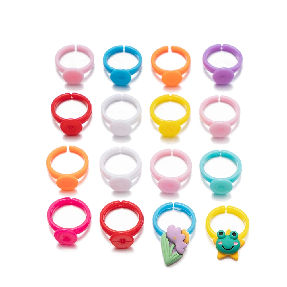 50/100 stücke Kunststoff verstellbare rosa bunte Ring basis für DIY handgemachte Kinder Kinder Zubehör Ergebnisse Schmuck herstellung Lieferungen – Detail 1