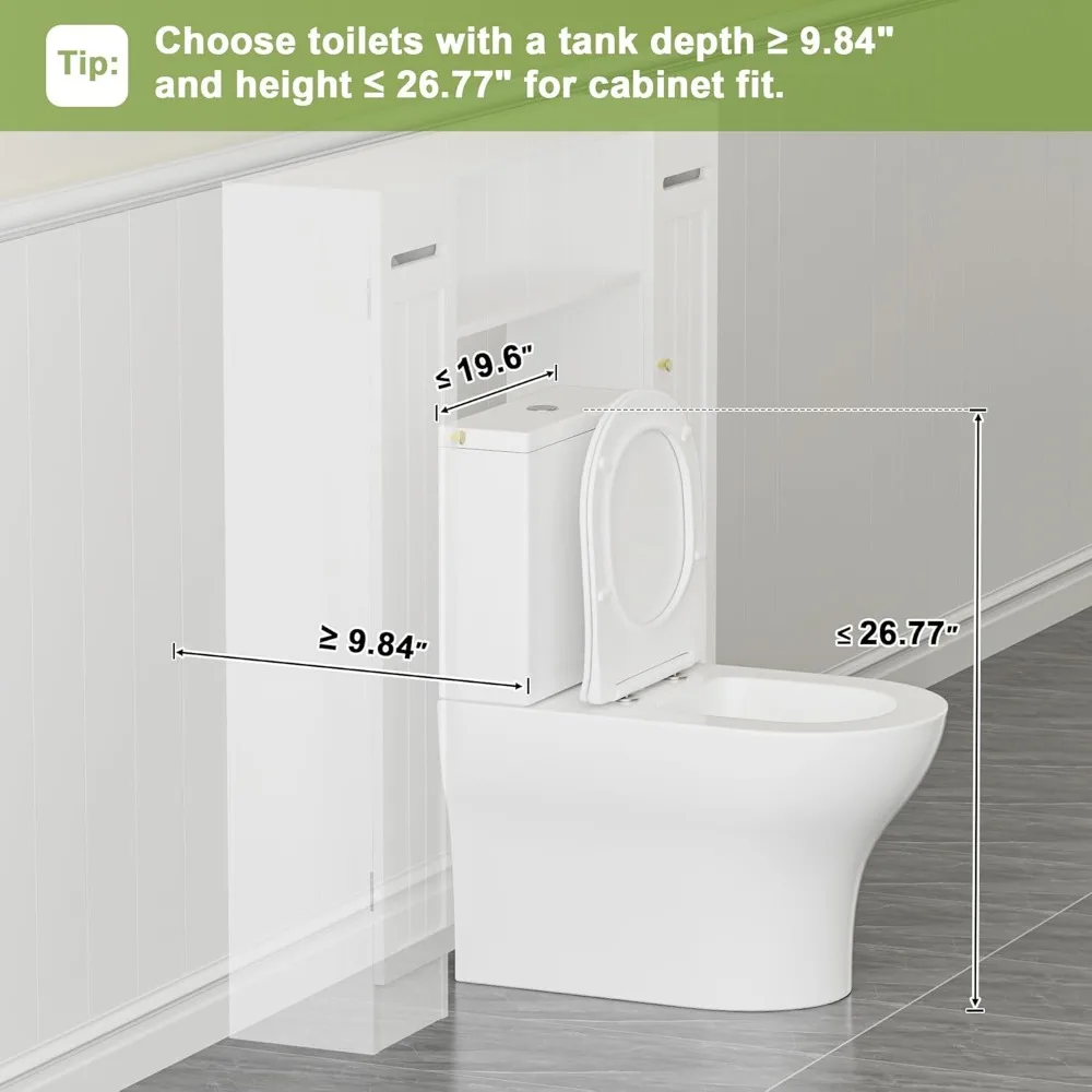 Short Over the Toilet Storage Cabinet – Freestanding Bathroom Space Saver with Adjustable Shelves, Toilet Paper Holder & Anti-Ti 3