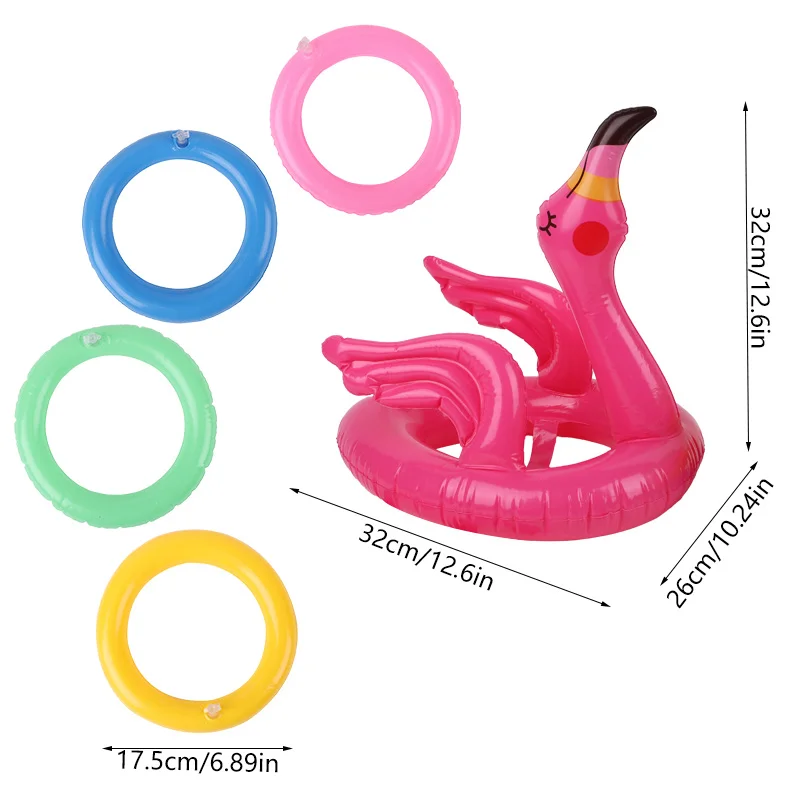 Pink Inflatable Flamingo Ring Toss Throwing Games Summer Beach Pool Party Toys Adult Kids Birthday Party Favors Supplies Gift