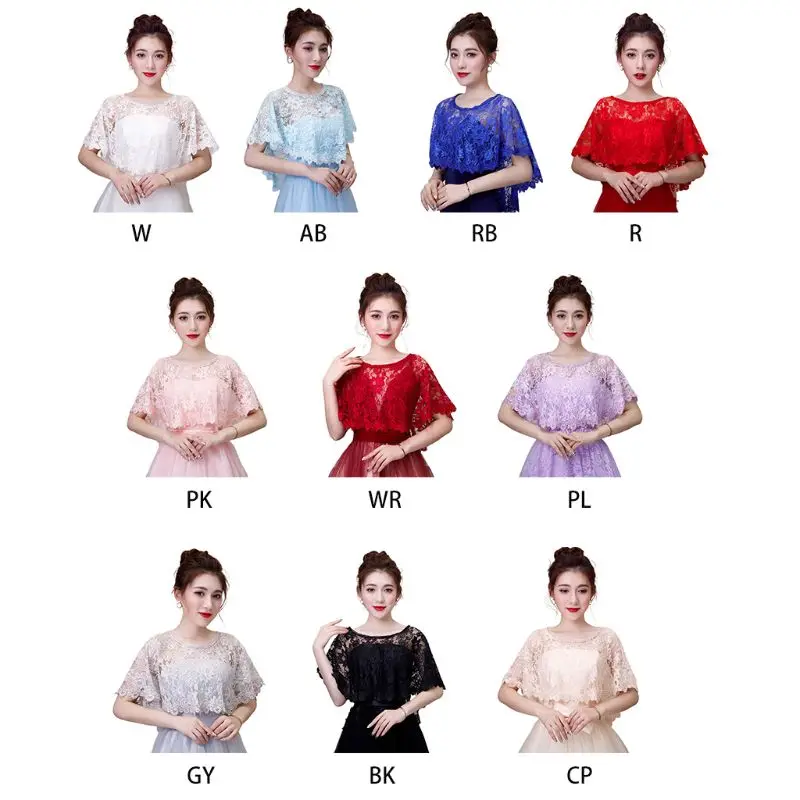 여성 빈티지 전체 꽃무늬 레이스 케이프 랩 라운드 넥 크로셰 쉬어 숄 슈러그 S F0S4