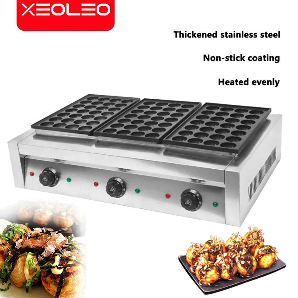 

XEOLEO Takoyaki machine Commercial 3 plates Octopus ball machine Electric fish ball furnace Non-stick fish ball maker 6000W