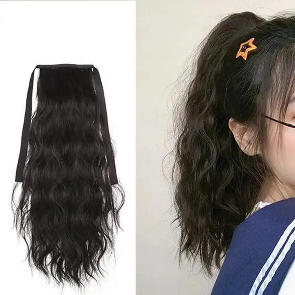 Ponytail Wig Natural Comfortable to Wear Fluffy Dyed Smooth Makeup Tool High Temperature Silk Long Corn Curly Ponytail for Home