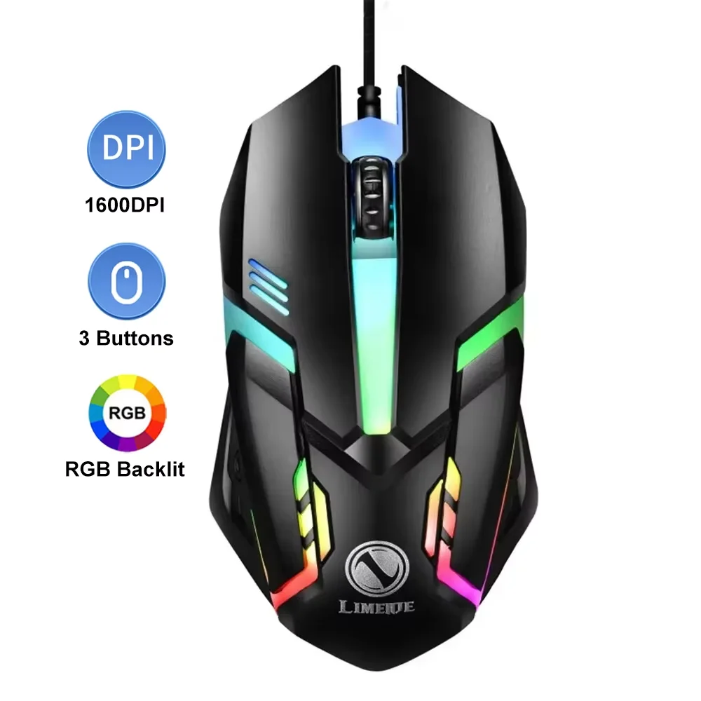Ігрова миша KEBIDUMEI з RGB-підсвічуванням, USB-миша з проводом, ергономічна миша для кіберспорту, офісна миша з проводом для ПК, настільних комп’ютерів, ноутбуків, Windows, MacOS