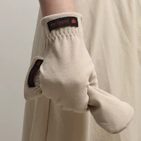 Mittens male warm cycling driving cold students windproof elastic winter thin velvet lovers all refer to female Half round glove - Image 4