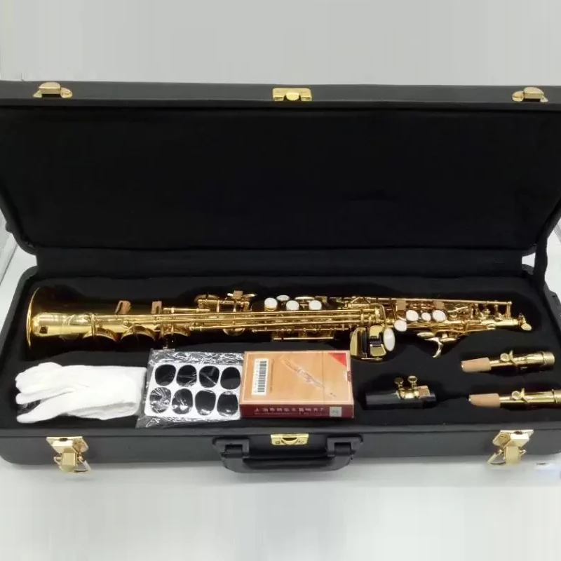 High-quality professional soprano saxophone jazz instrument split tube body brass gold-plated professional tone saxo soprano