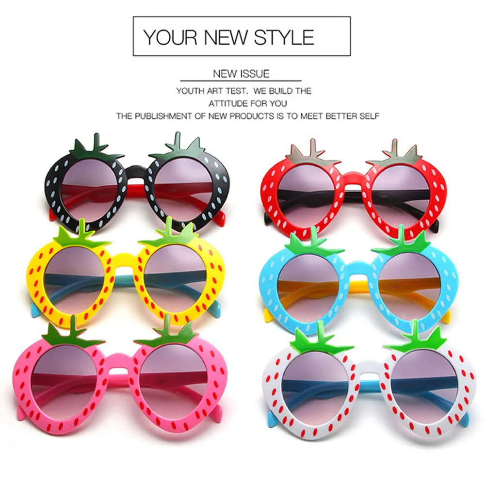 New Cute Baby Sunglasses Childrens Cartoon Funny Strawberry Shape Large Frame Glasses Fashionable Personality Sunglasses
