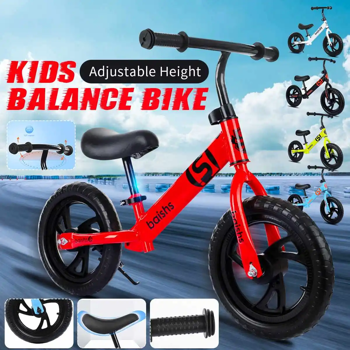Doki Toy 12 Inch Balance Bike Walker Kids Ride On Toy For 2-6 Years Old Children Learning Walk Two Wheel Scooter No Foot Pedal
