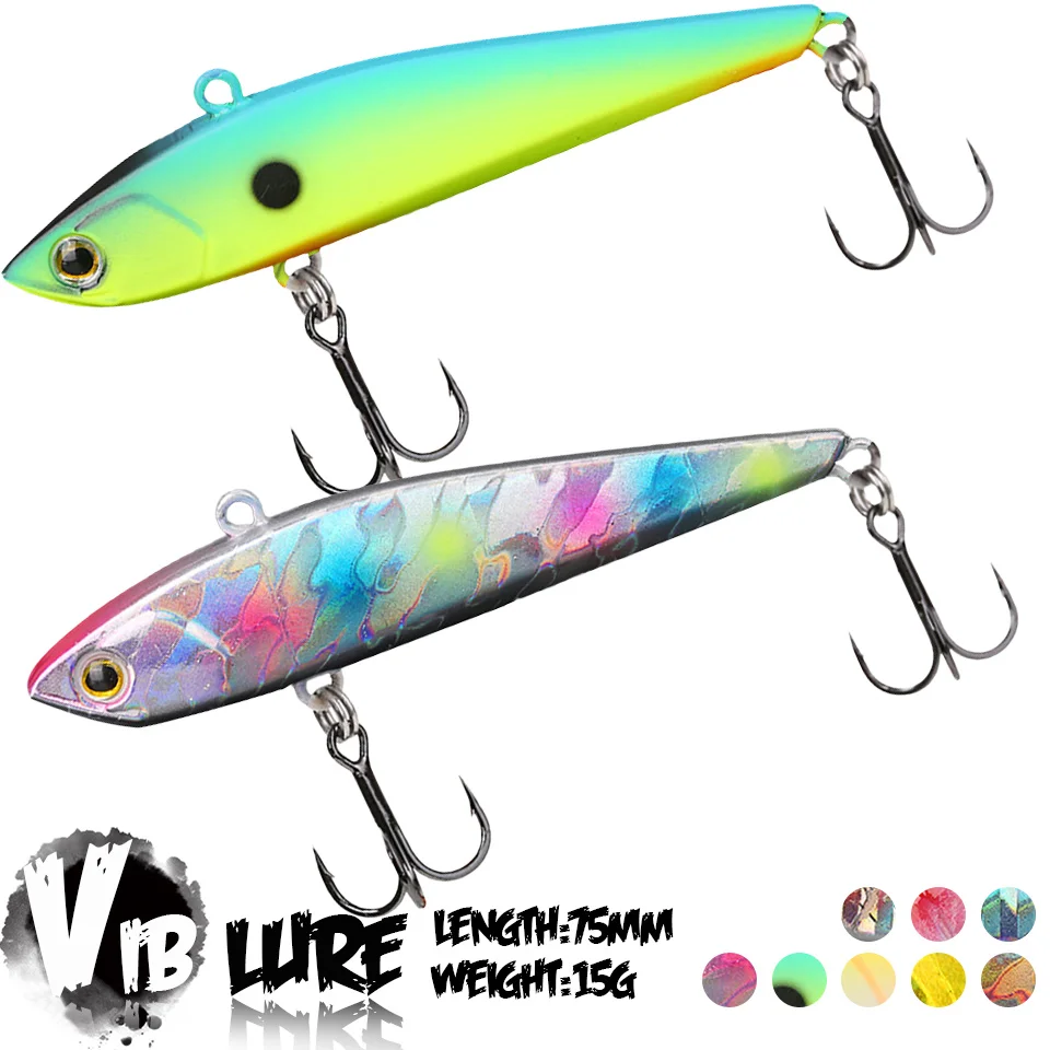 

1Pcs 75MM/15G Artificial VIB Fishing Lures Sinking Vibration Wobblers Hard Baits 3D Eyes Swimbait For Mandarin Fish Bass