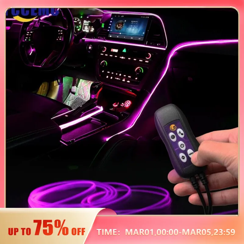 LedCarInteriorNeonLightsStripRGBMultipleModesFlexibleDIYUSB