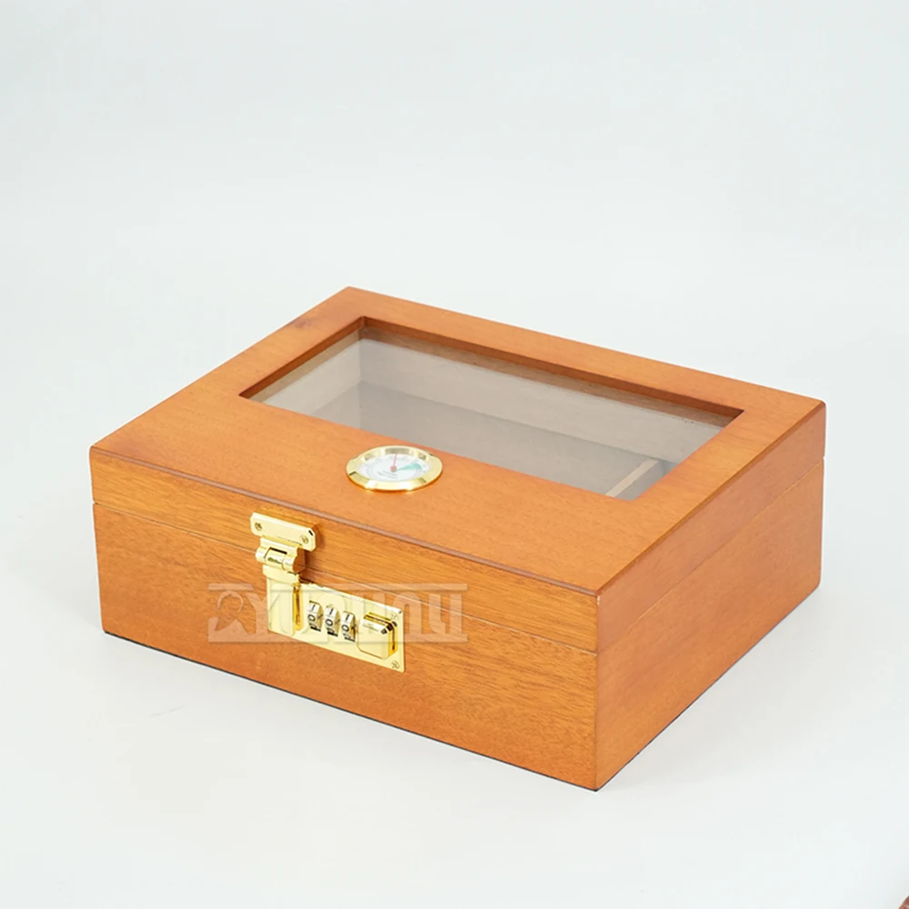 Portable Cigar Box Humidifier Cedar Wood with Combination Lock Humidor