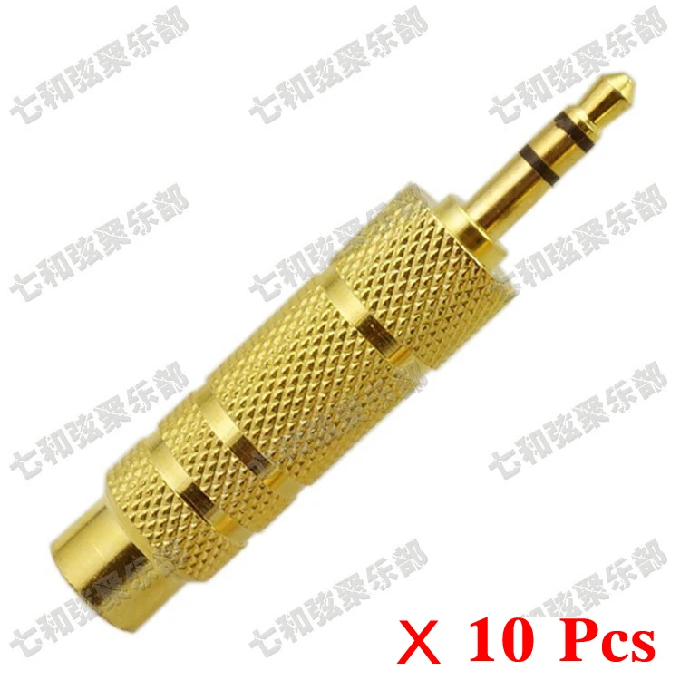 

10 Pcs Female 6.35mm to 3.5mm Male Stereo Microphone Guitar Bass Cable Audio Converter Adapter Coupler Connector