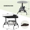 Outdoor Patio Swing with Adjustable Canopy, 3 Seat Outdoor Porch Swing with Cup Holders, Waterproof Textilene Swing Chair 5
