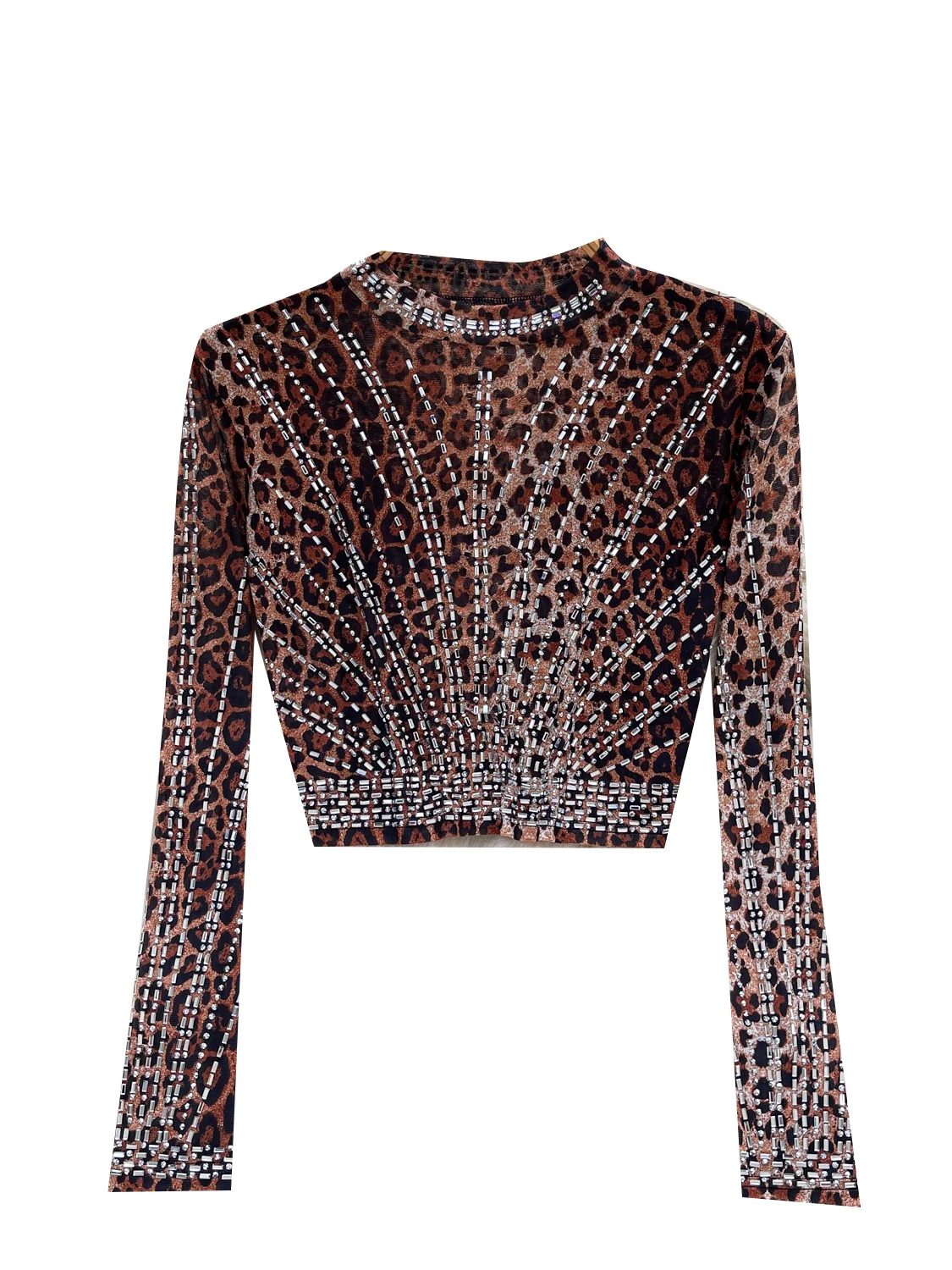 Ins Heavy Du Rhinestone round Ne Slim Fit ort Sve Long Sve Me T irt Women's Summer Faion Top Korean Sle