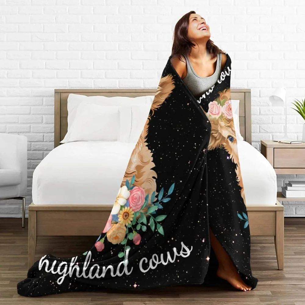 Just A Girl Who Loves Highland Cows Blanket Super Soft Warm Cozy Fuzzy Plush Blanket Gifts for Girls Boys Kids Room Decor 3