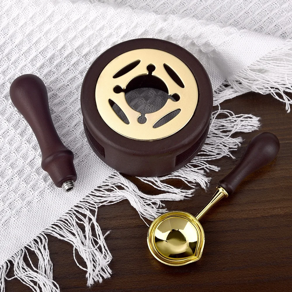 Retro Sealing Wax Set with Wood Handle and Decorative Spoon