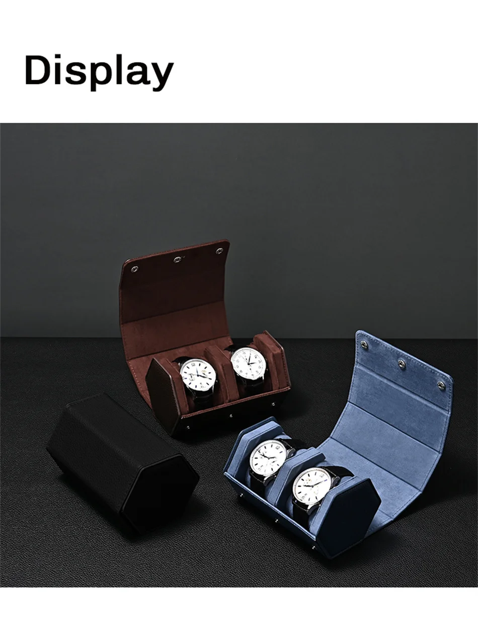 Travel Watch Organizer | Dual Watch Storage Bag Premium PU Leather Travel Watch Box, Po... - SKU TWO01859 - UGI Packaging