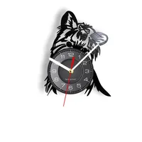 Yorkie Portrait Artist Dog Pet Shop Wall Art Wall Clock Puppy Ricky Yorkie Vinyl Record Clock Yorkshire Terrier Dog Breeds Gift 1