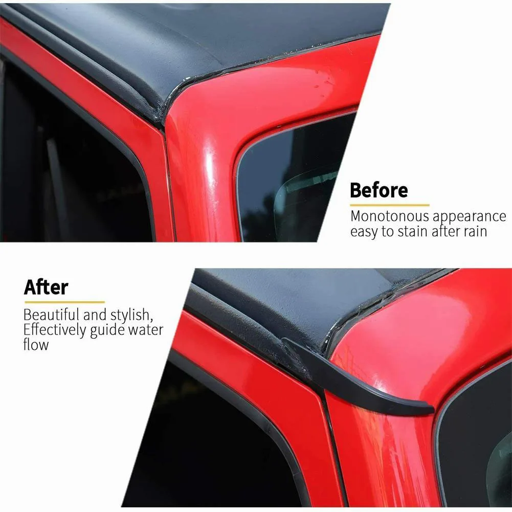 Windshield Water Drain Cover For Jeep Wrangler 2007-JK Car Water Rain Gutter Extension Durable ABS Drip Diverters Diversion Channel Guard Accessories