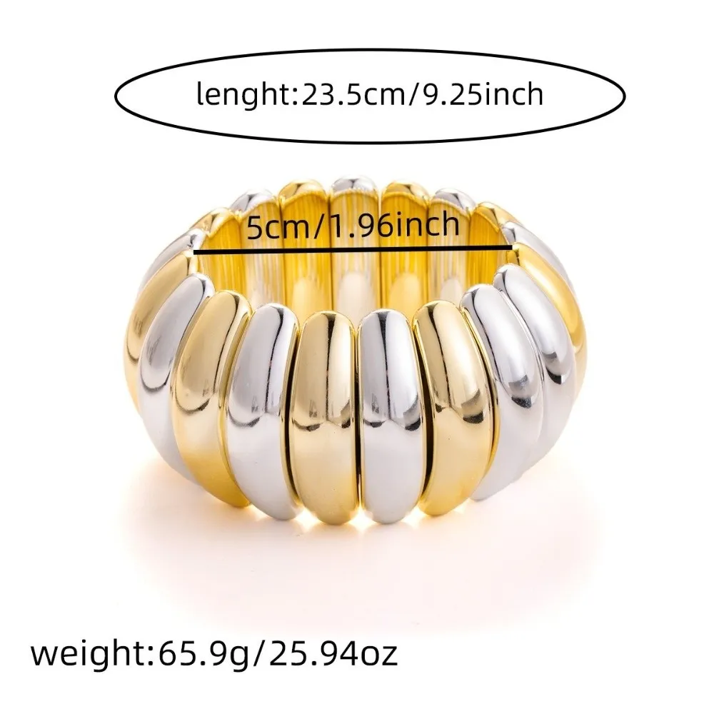 Gold Silver Geometric Bracelets Adjustable Elastic Design Punk Style Bangles Geometric Pattern Fashion Jewelry Daily Wear