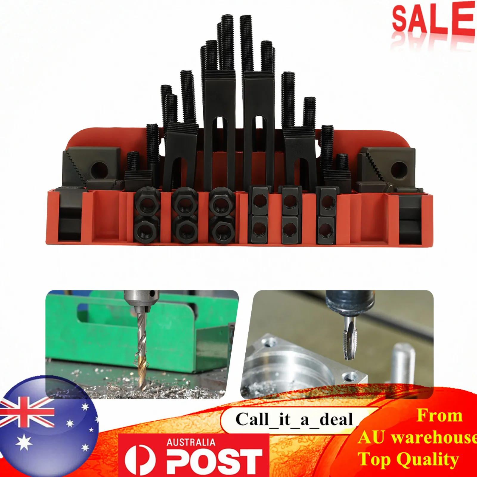 75-200mm Double-end Bolts with Storage Box，T-Slot Clamping Kit, 58Pc M12 Hold Down Clamp Clamping Set, for Lathe Milling Machine