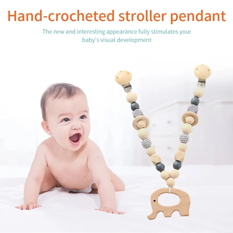 Bebeluș croșetat manual animal fag elefant iepure suzetă clip cărucior pandantiv accesoriu calmant bebeluș suzetă lanț_voghion.com