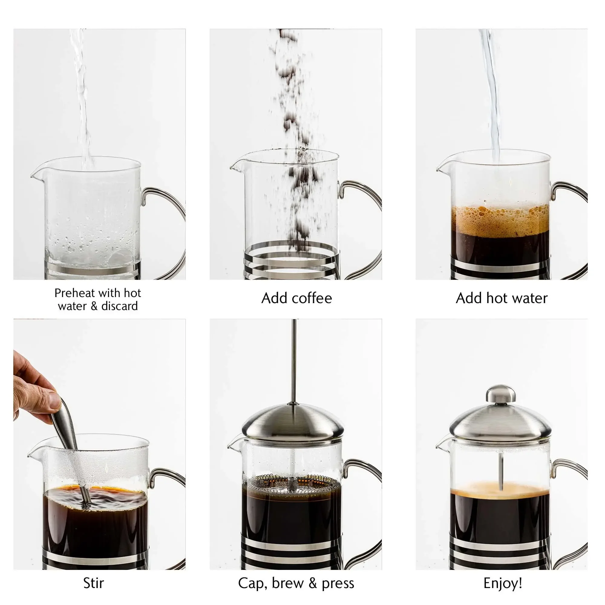 French Press Coffee Maker Stainless Steel Coffee Percolator Durable Heat Resistant Glass Portable Easy Clean Pitcher Teapot espresso coffee maker,coffee maker,espresso maker,french press coffee press,coffee press,iced coffee maker