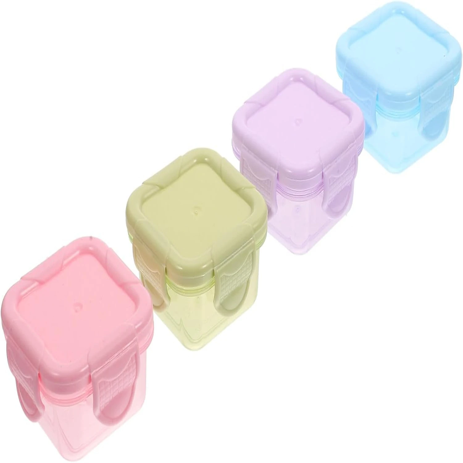 Mini Containers with , 4pcs 2. Inch Freezer Plastic to Go Containers Travel Condiment Dispenser Box for Baby Food Snacks Sauce