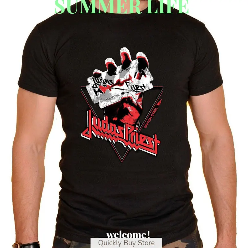 Men's Judas Priest Punk Rock Band T-Shirt - 100% Cotton Graphic Tee In Black
