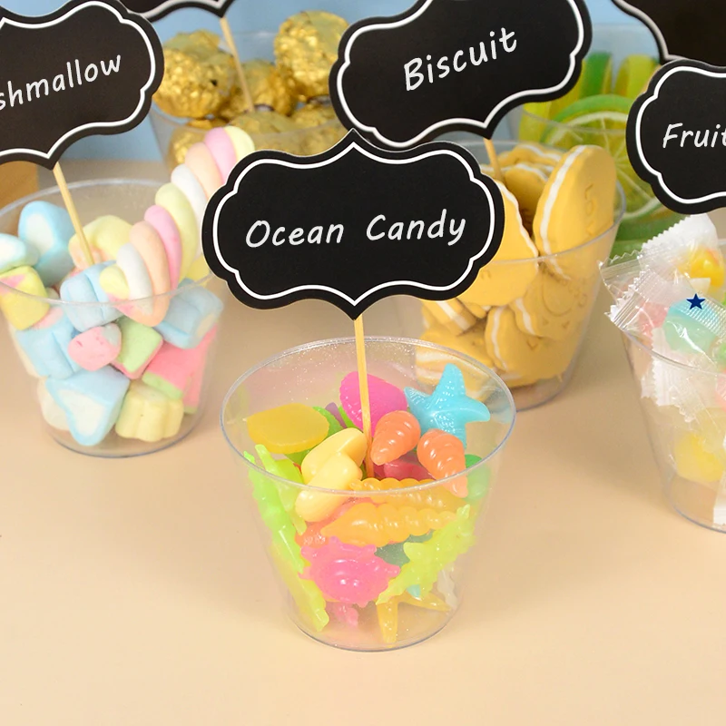 24pcs Mini Blank Blackboard Board Message Board Food Fruit Toothpick Label For Dining Party Restaurant Decoration Supplies
