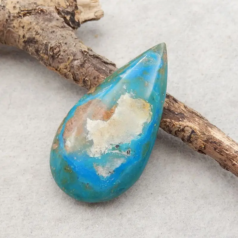 Natural Stone Blue Opal Gemstone Teardrop Cabochon Flatback Fashion Jewelry Necklace Accessories 33x18x5mm 4g
