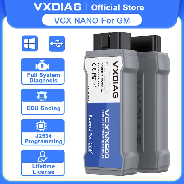 VXDIAG VCX NANO for GM Diagnostic Tool Car OBD2 Scanner J2534 Programming ECU Coding All System Diagnostic Active Test for Opel 1